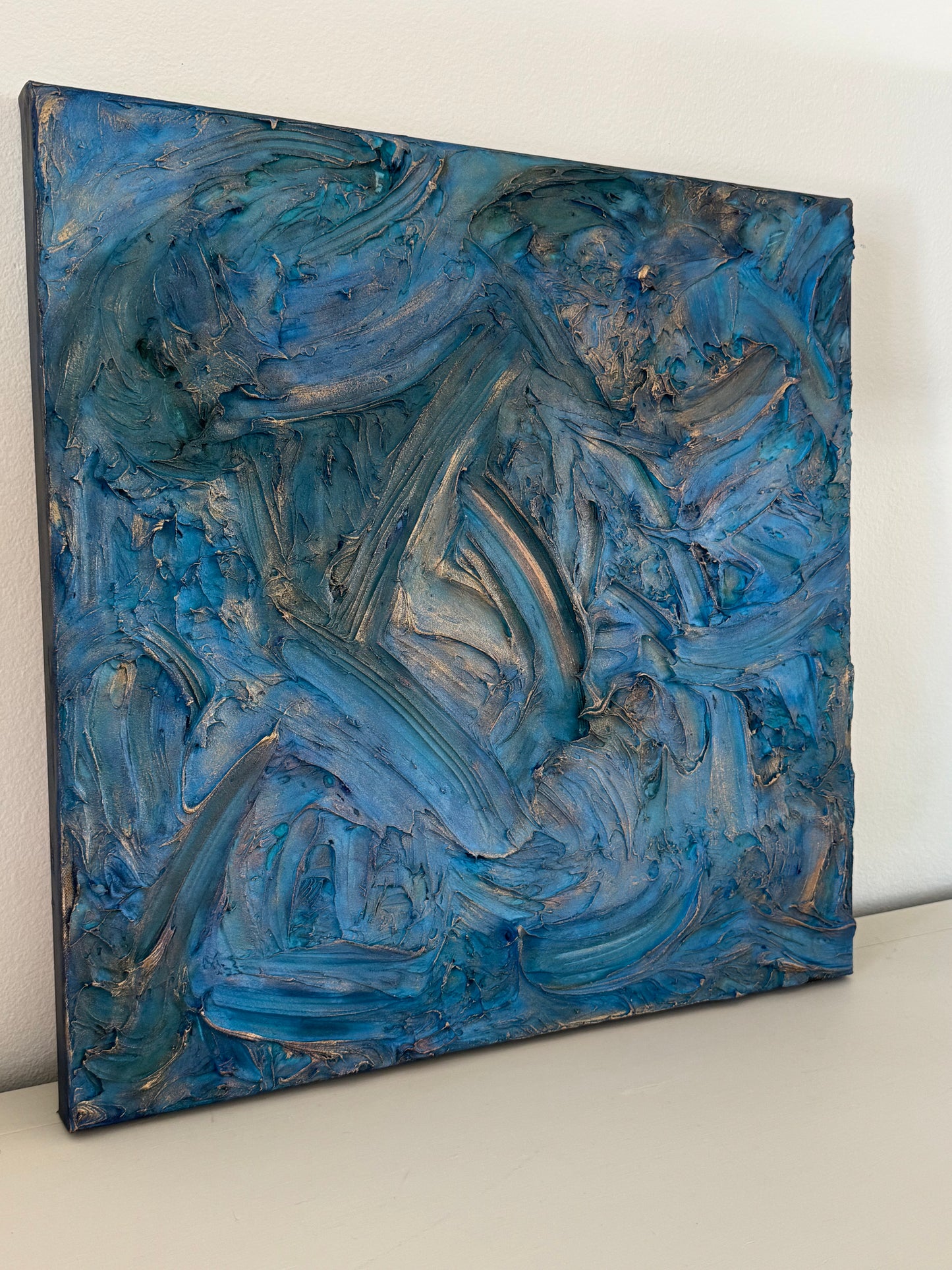 "Mystic Tides" – 24x24 Textured Abstract Acrylic Painting