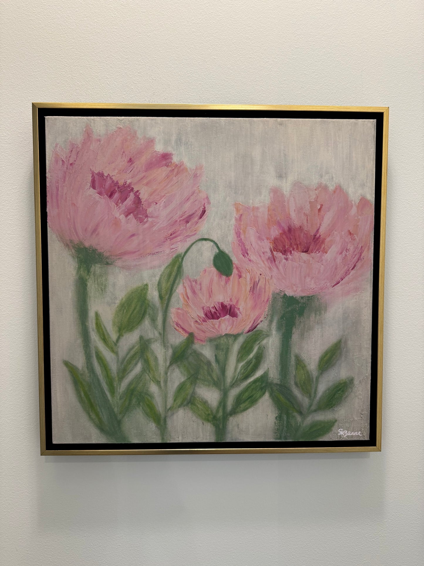 Unspoken Grace – 24x24 Framed Acrylic Floral Painting