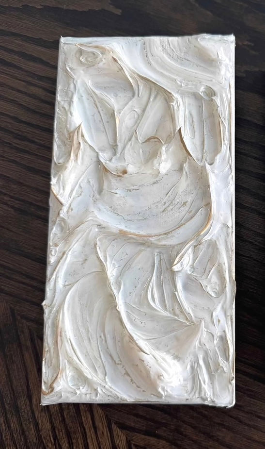 "Meringue" – 4"x8" Textured Canvas Art with Gold Accents