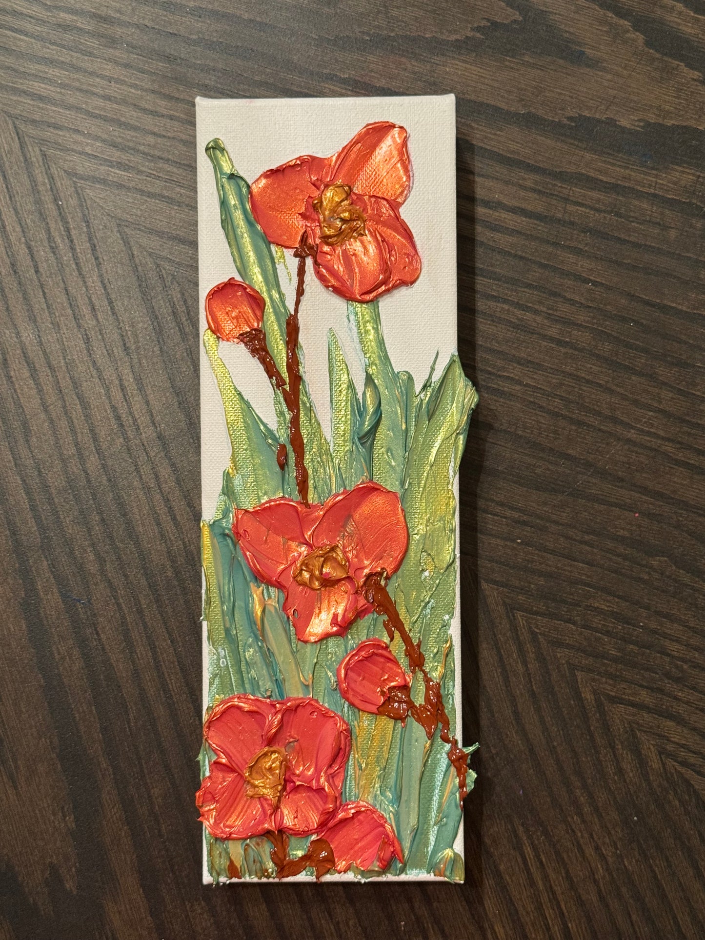 Textured Floral Acrylic Paintings – 4"x12" Canvas Art