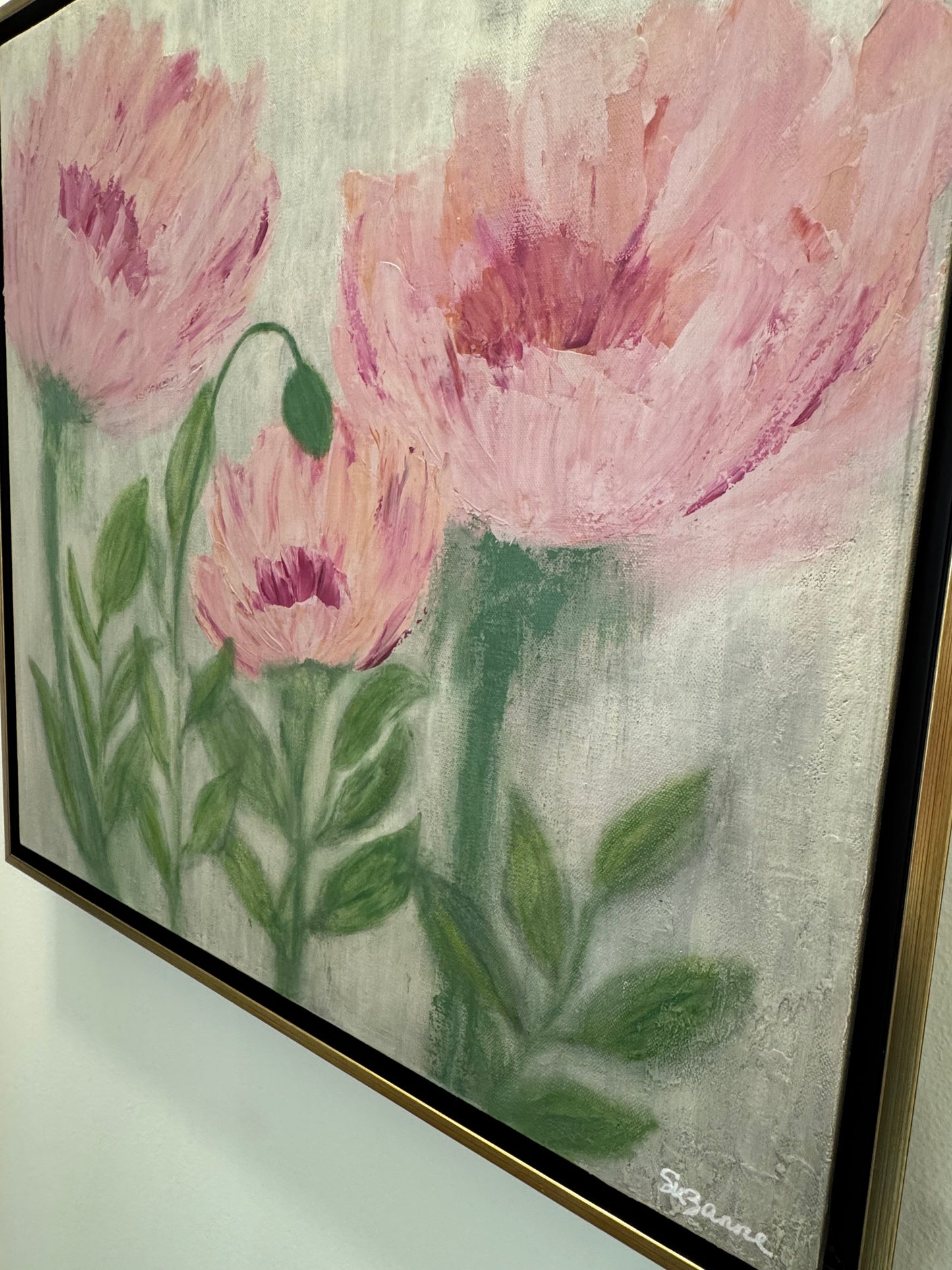 Unspoken Grace – 24x24 Framed Acrylic Floral Painting