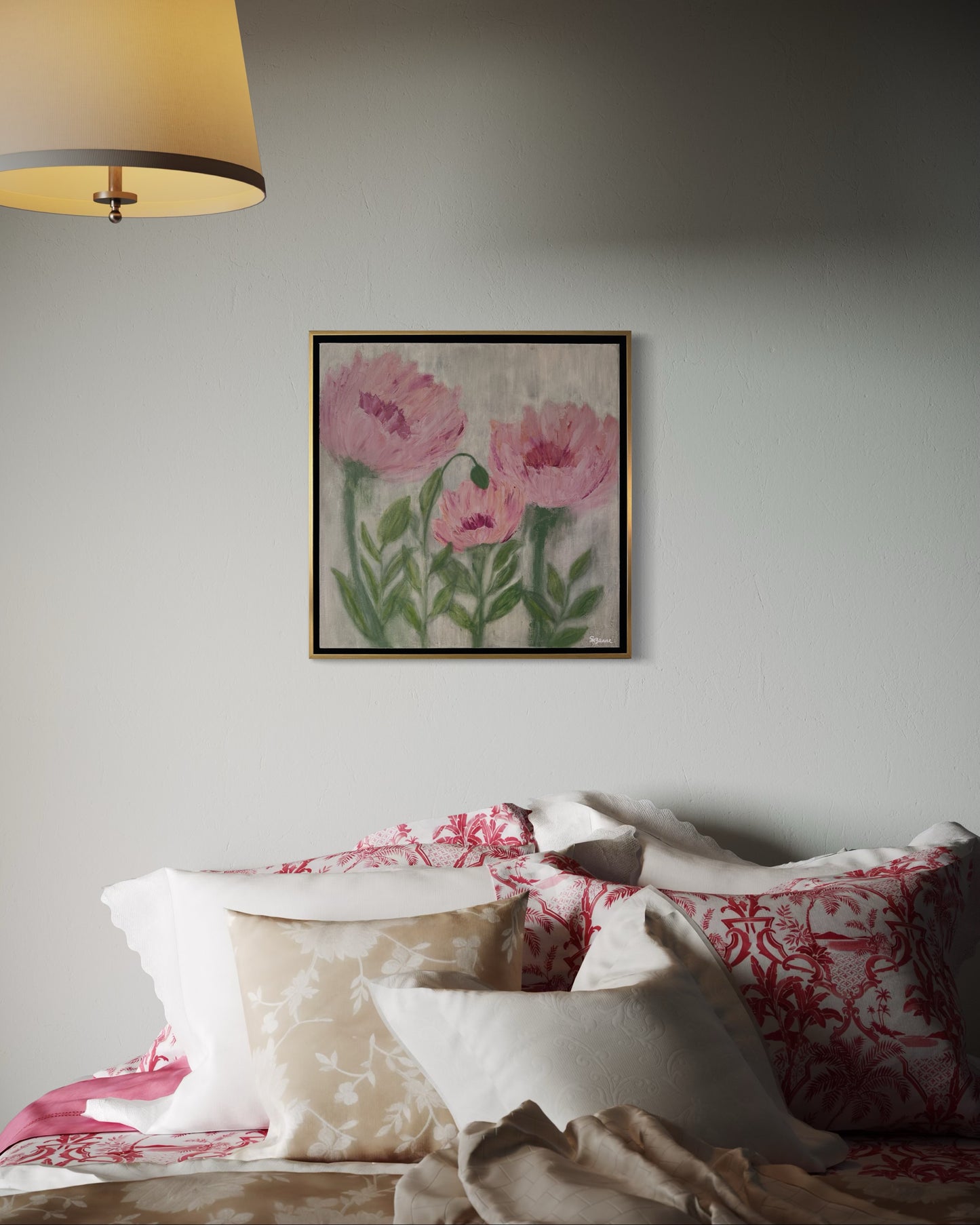 Unspoken Grace – 24x24 Framed Acrylic Floral Painting