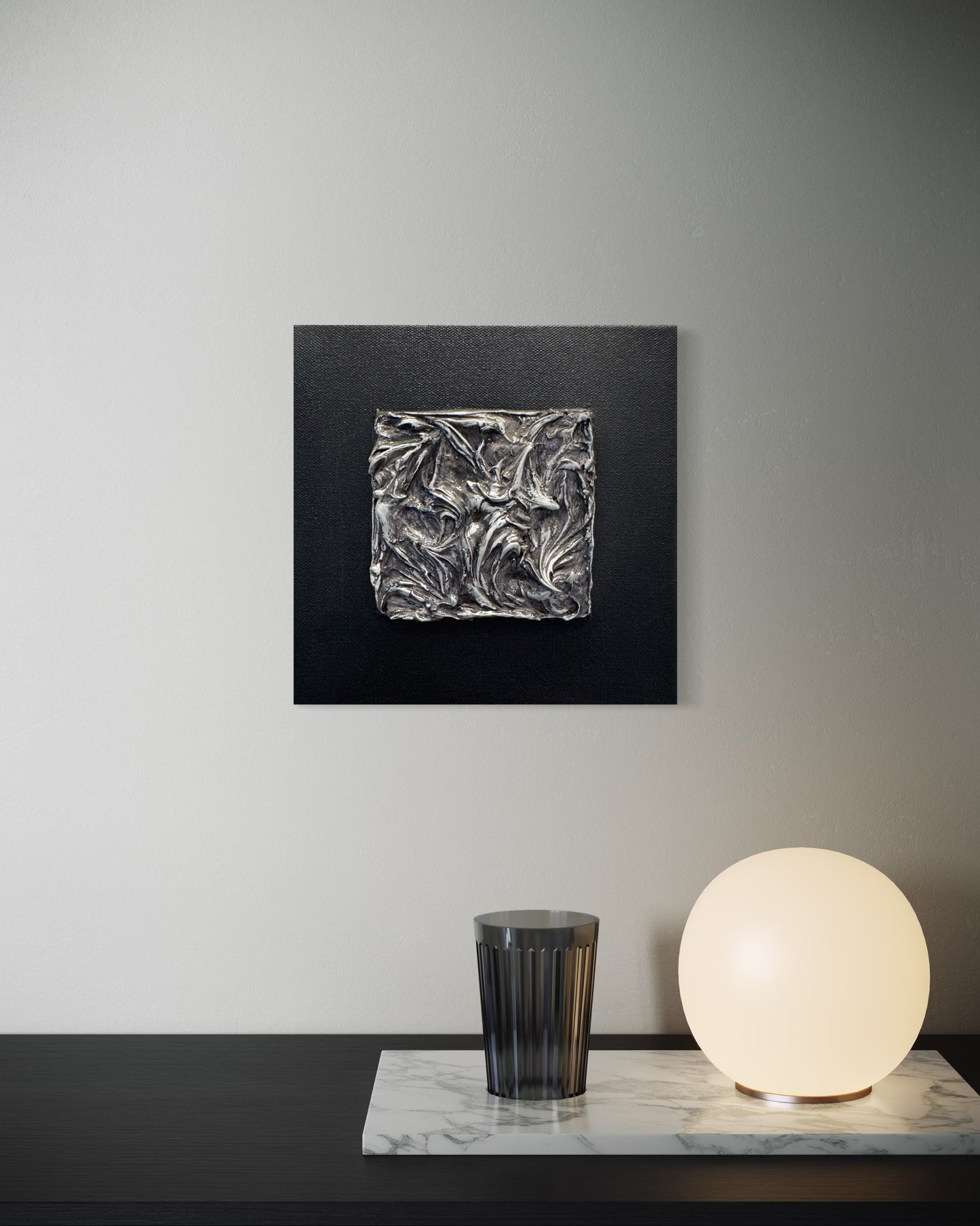 Molten Tension – 8x8 Textured Mixed Media on Canvas