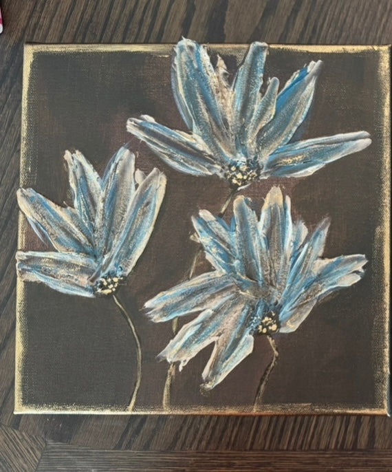 "Antique Mystique" – Set of Two 10x10 Textured Floral Paintings