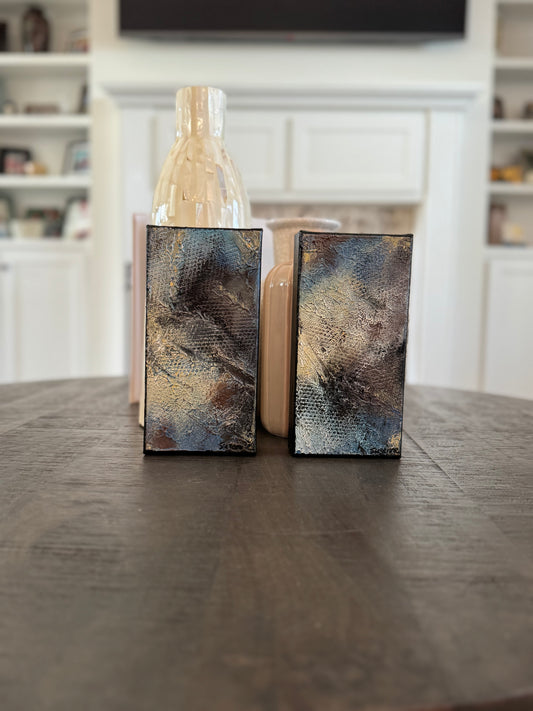 Set of Two 4x8 Textured Acrylic Paintings