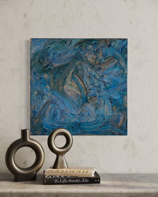 "Mystic Tides" – 24x24 Textured Abstract Acrylic Painting