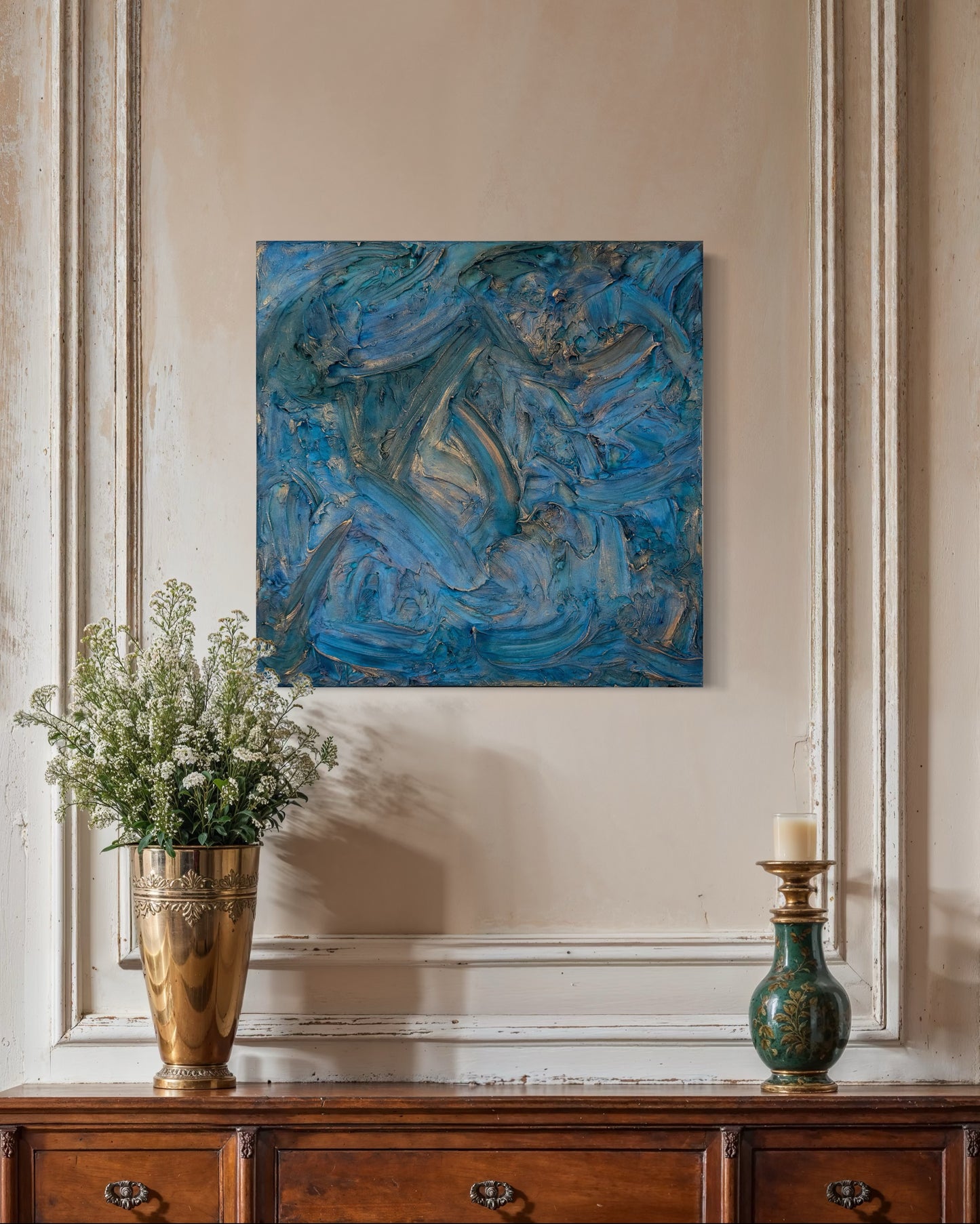"Mystic Tides" – 24x24 Textured Abstract Acrylic Painting