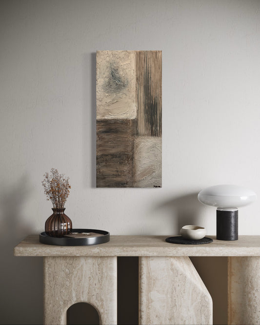 Fractured Calm – 15x30 Textured Acrylic Abstract on Canvas