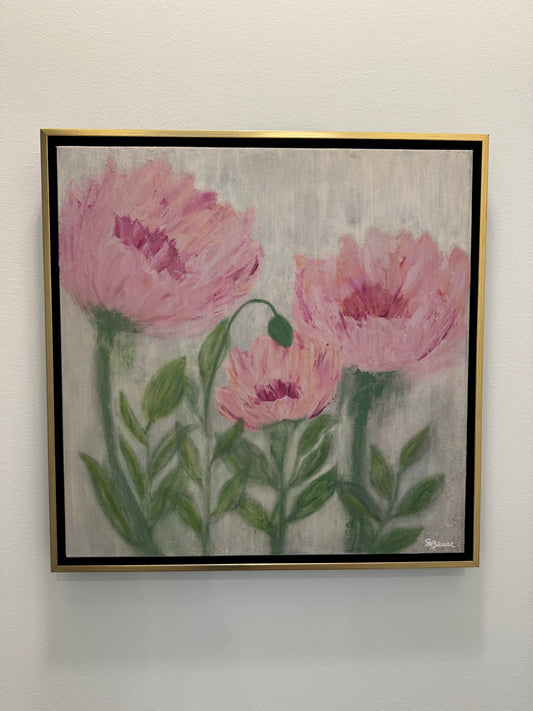 Unspoken Grace – 24x24 Framed Acrylic Floral Painting