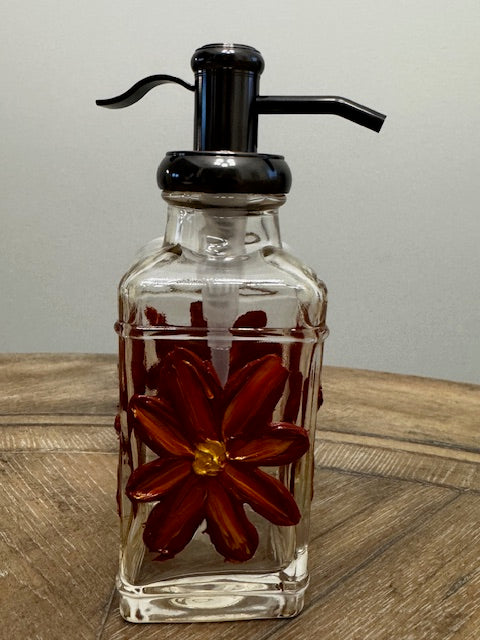 Hand-Painted Floral Textured Glass Soap Dispenser