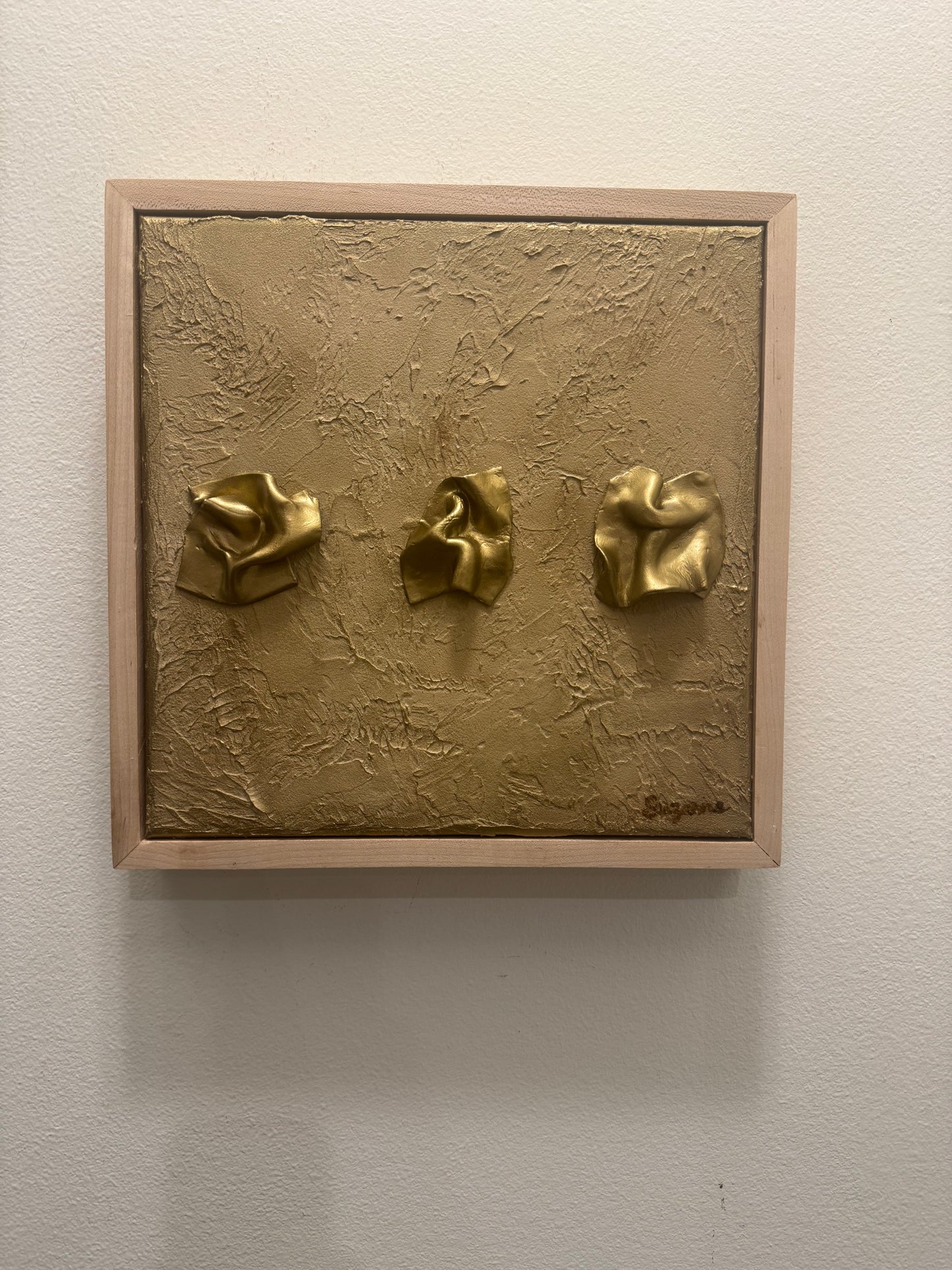 Sculptural Original Artwork - Framed 12x12 Mixed Media