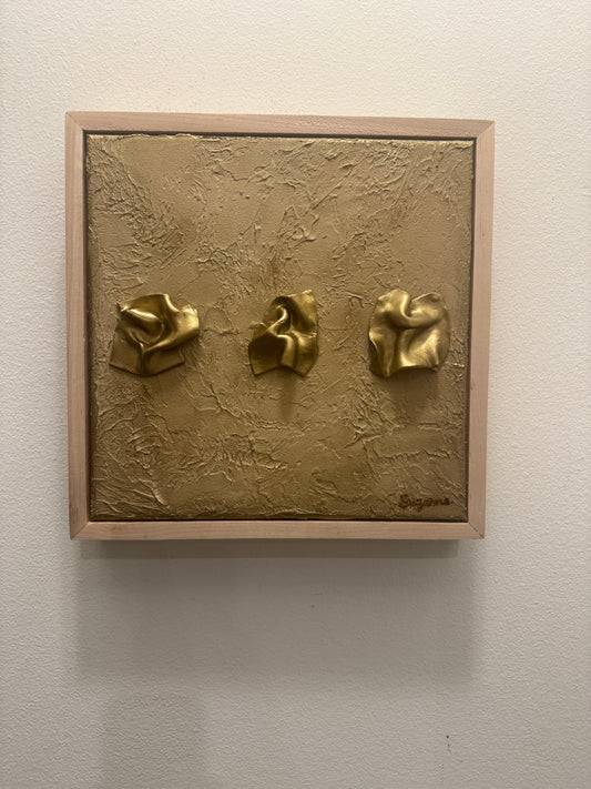 Sculptural Original Artwork - Framed 12x12 Mixed Media