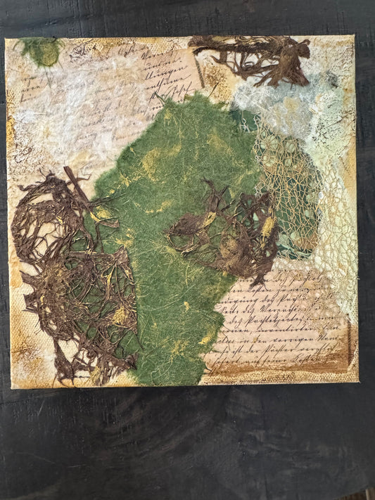 Nature's Letter - 8x8 Mixed Media Collage