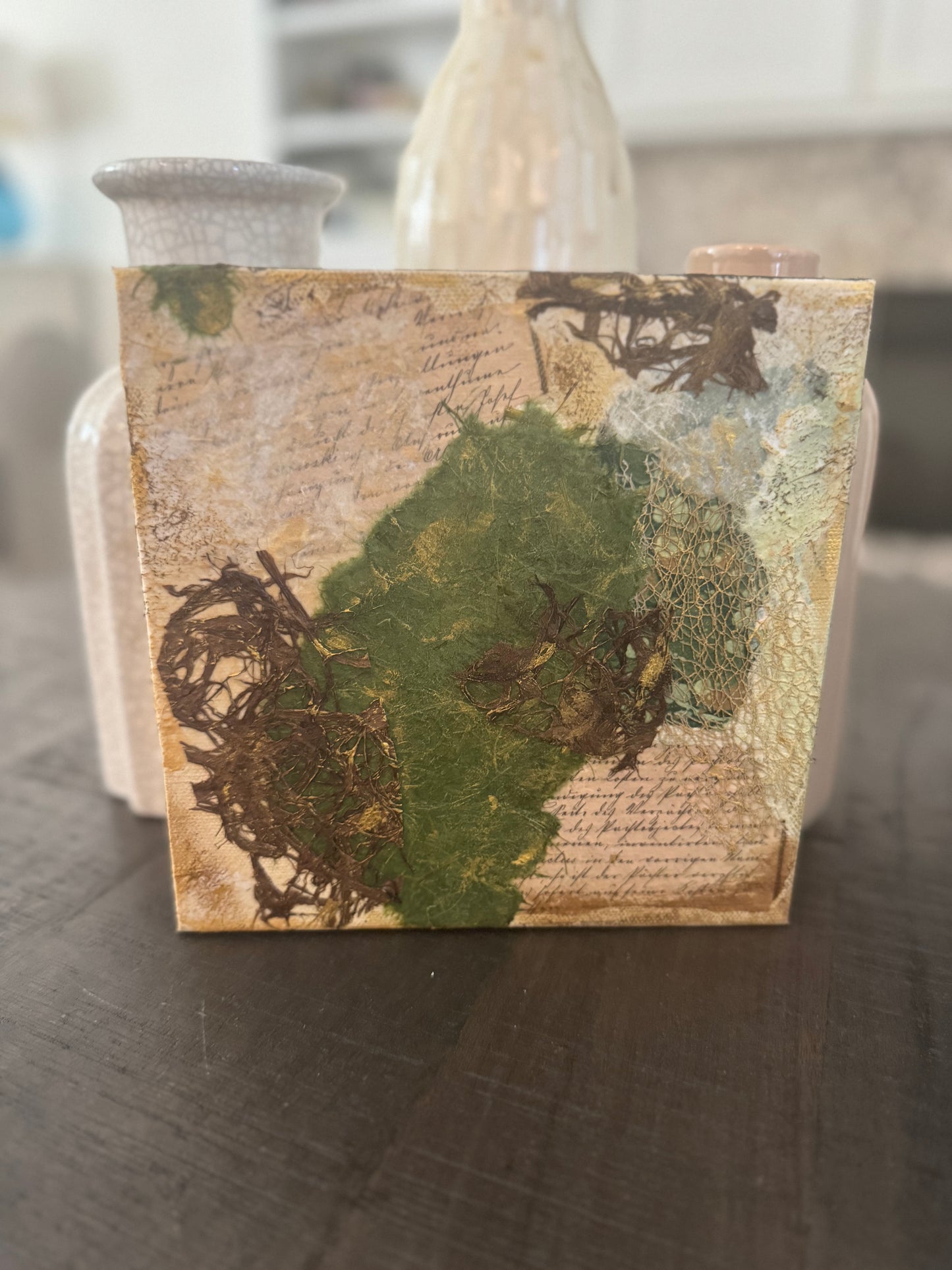 Nature's Letter - 8x8 Mixed Media Collage