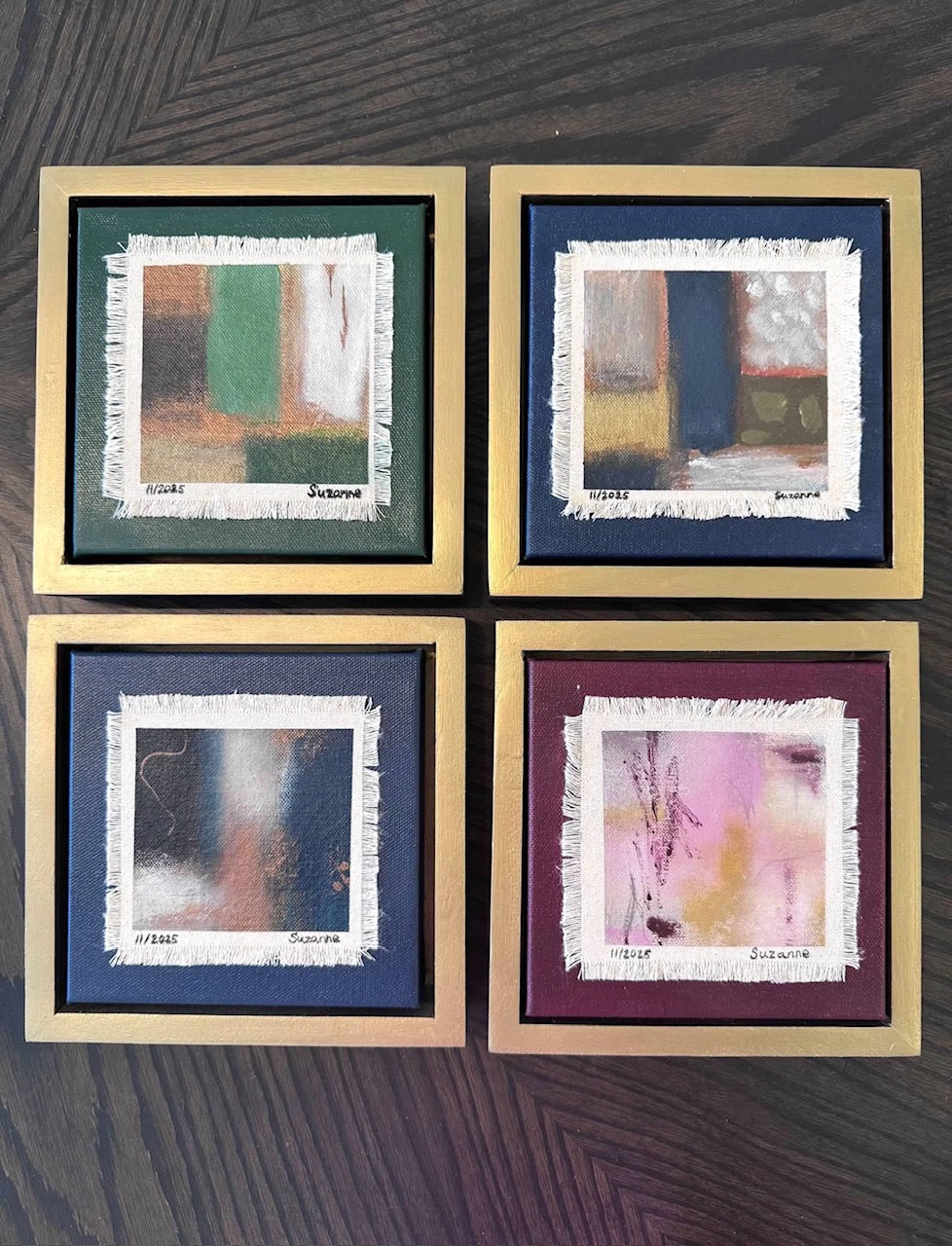 Framed Raw-Edge Abstract Canvas Art Series (6" x 6")