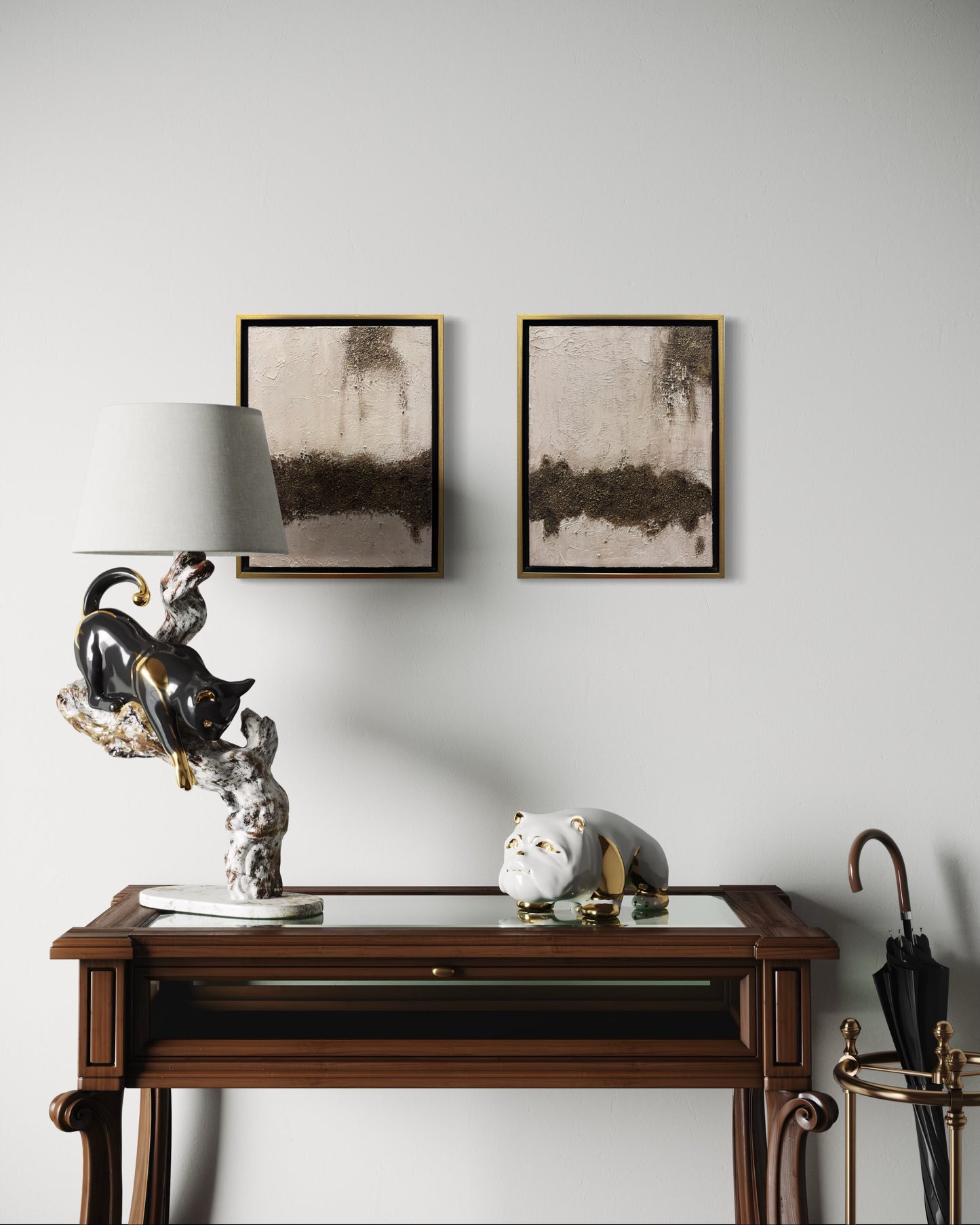 Textured Abstract Acrylic Set – 11x14 Gold-Framed Pair