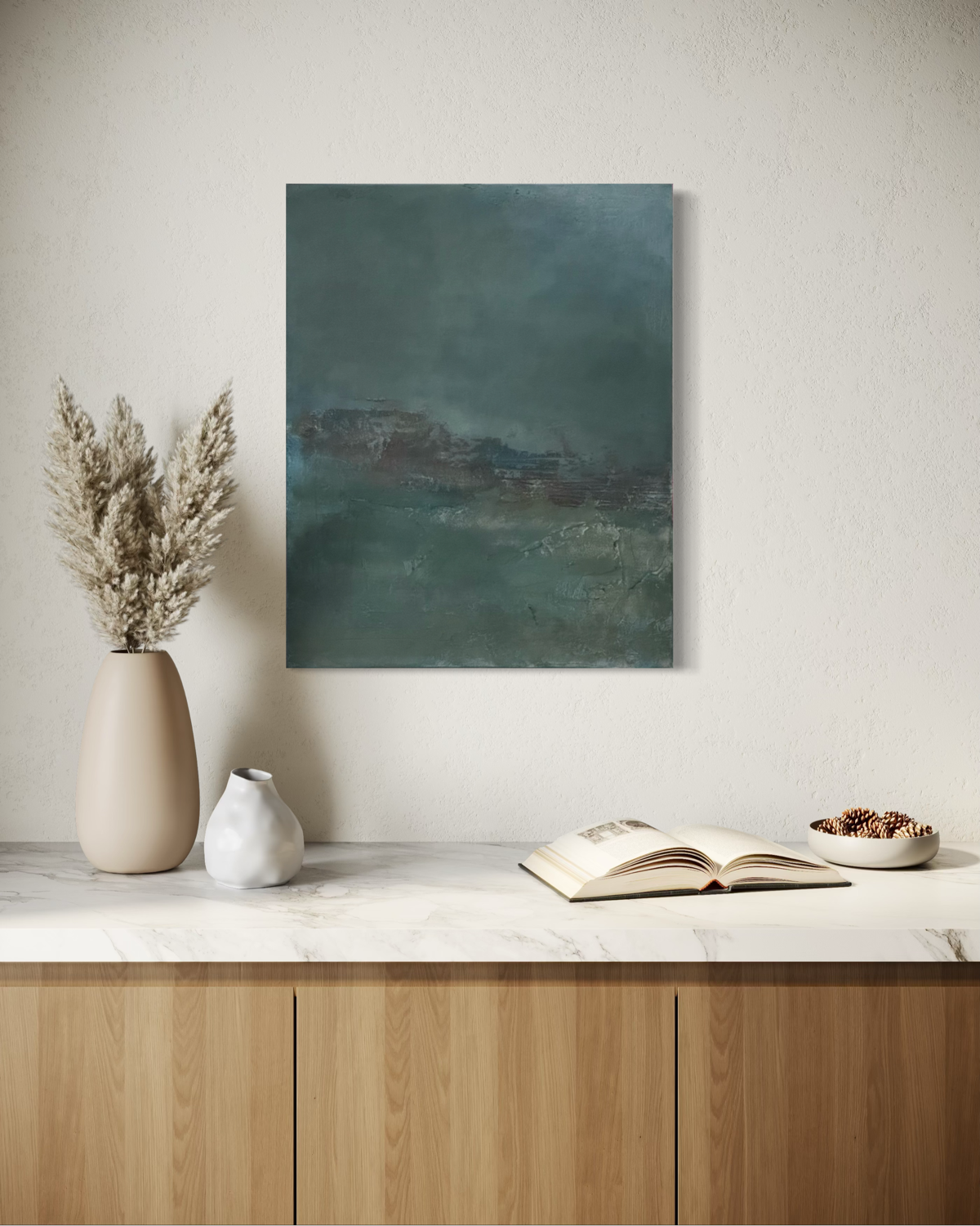 Veiled Horizon: 24"x30" Textured Acrylic Painting