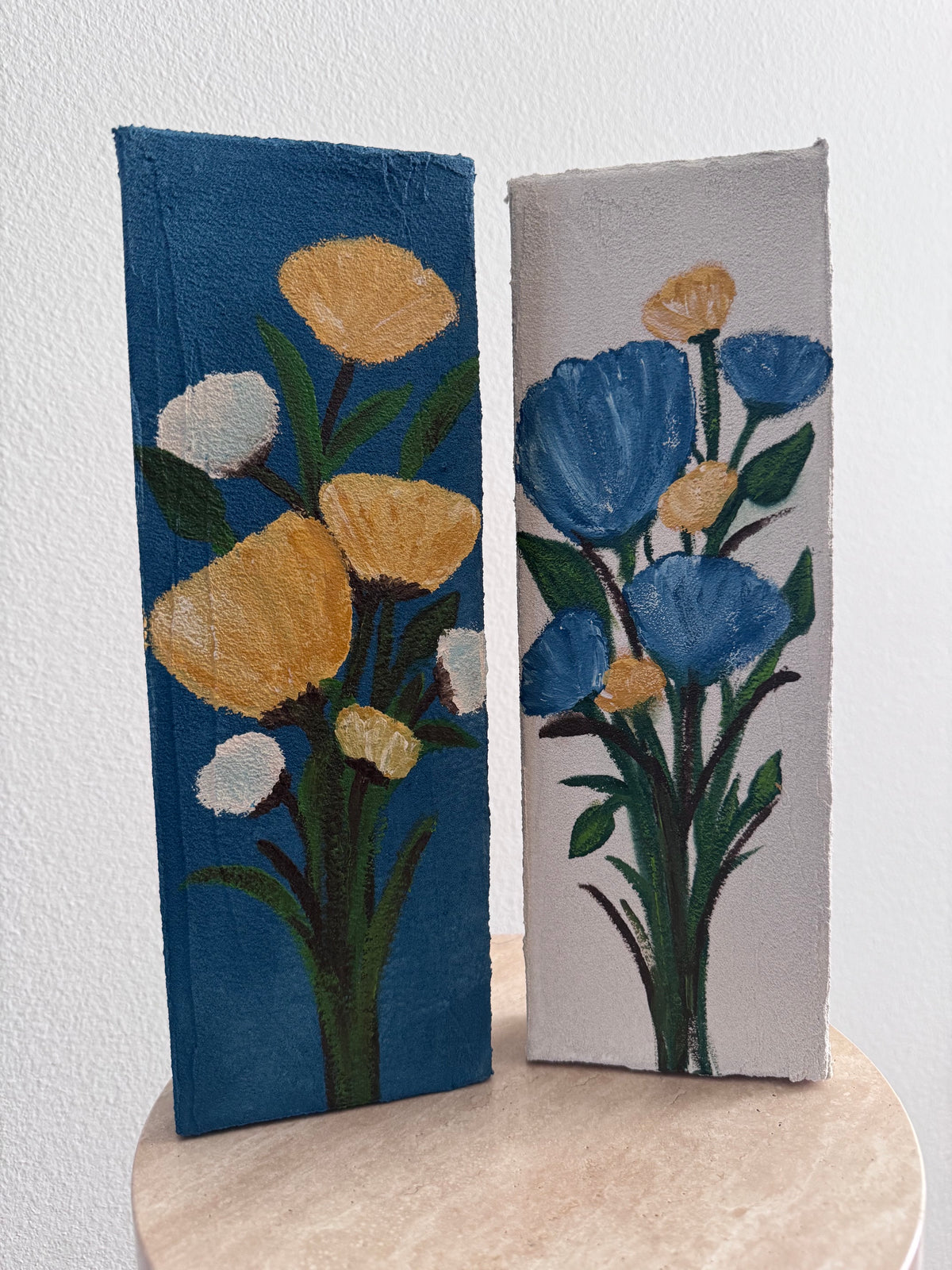 Floral on Textured Canvas: 4x12 (pair)