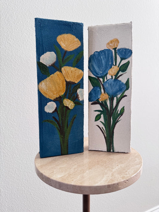 Floral on Textured Canvas: 4x12 (pair)