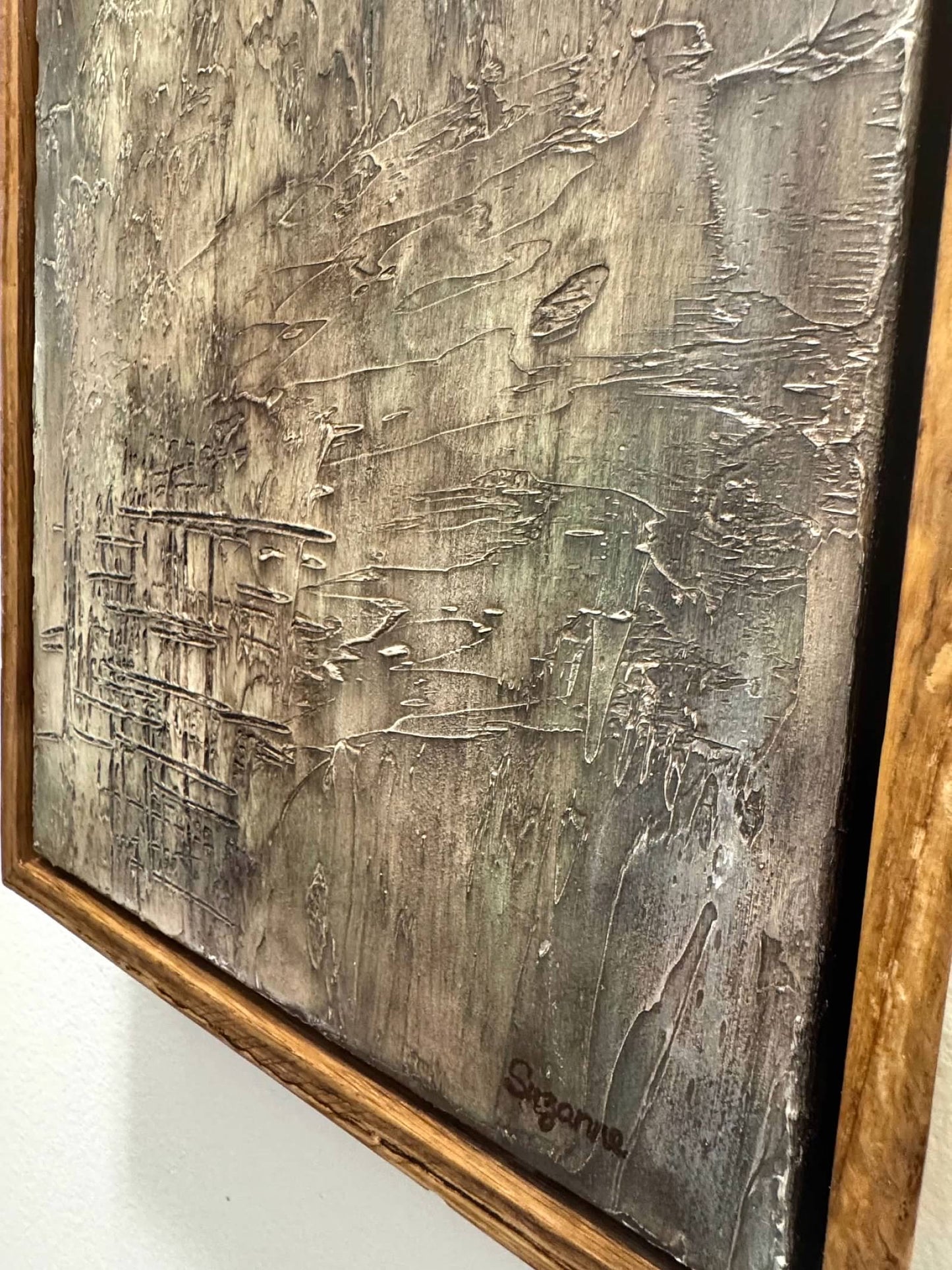 "Moss & Mortar" 10x20 Textured Acrylic Painting