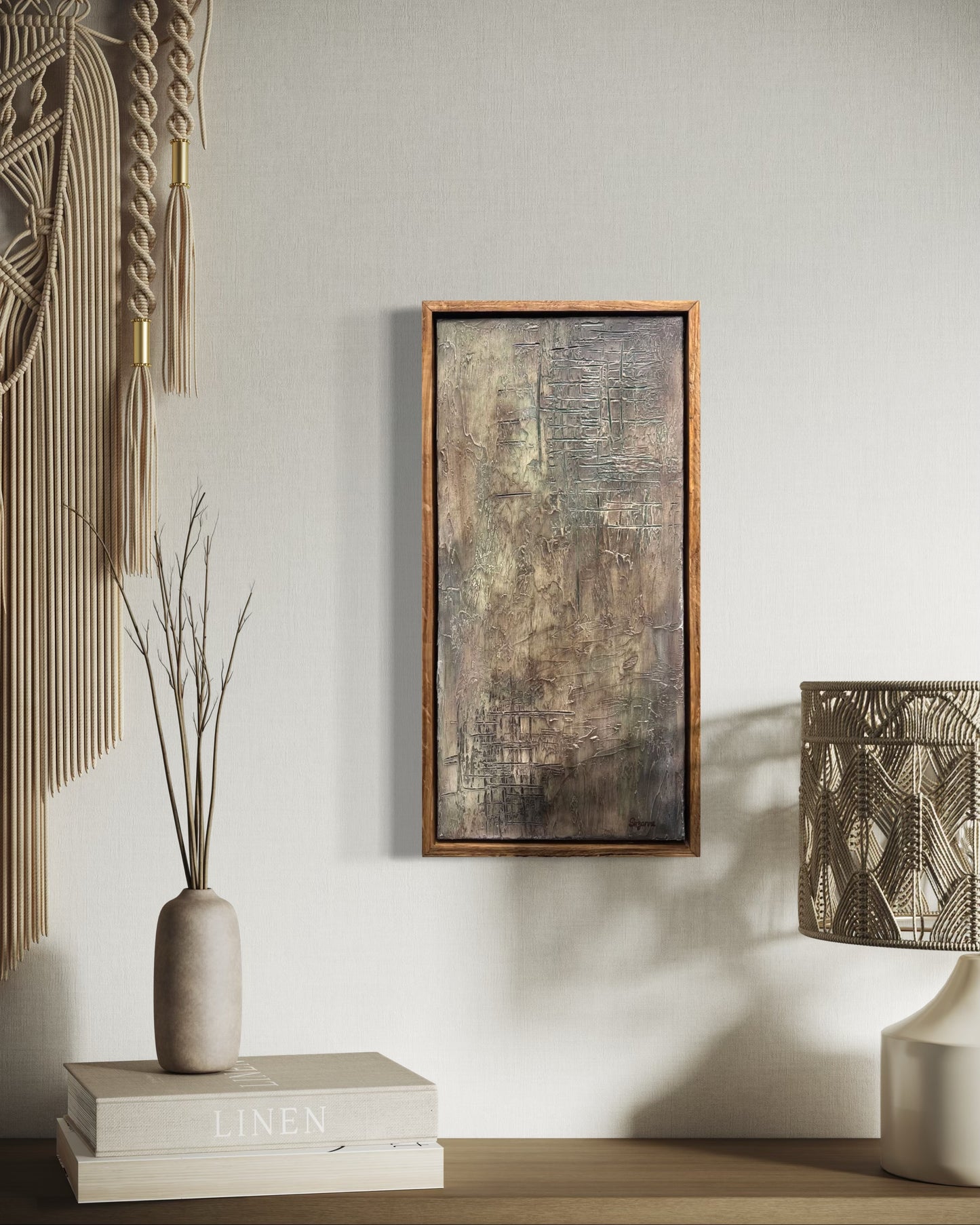 "Moss & Mortar" 10x20 Textured Acrylic Painting