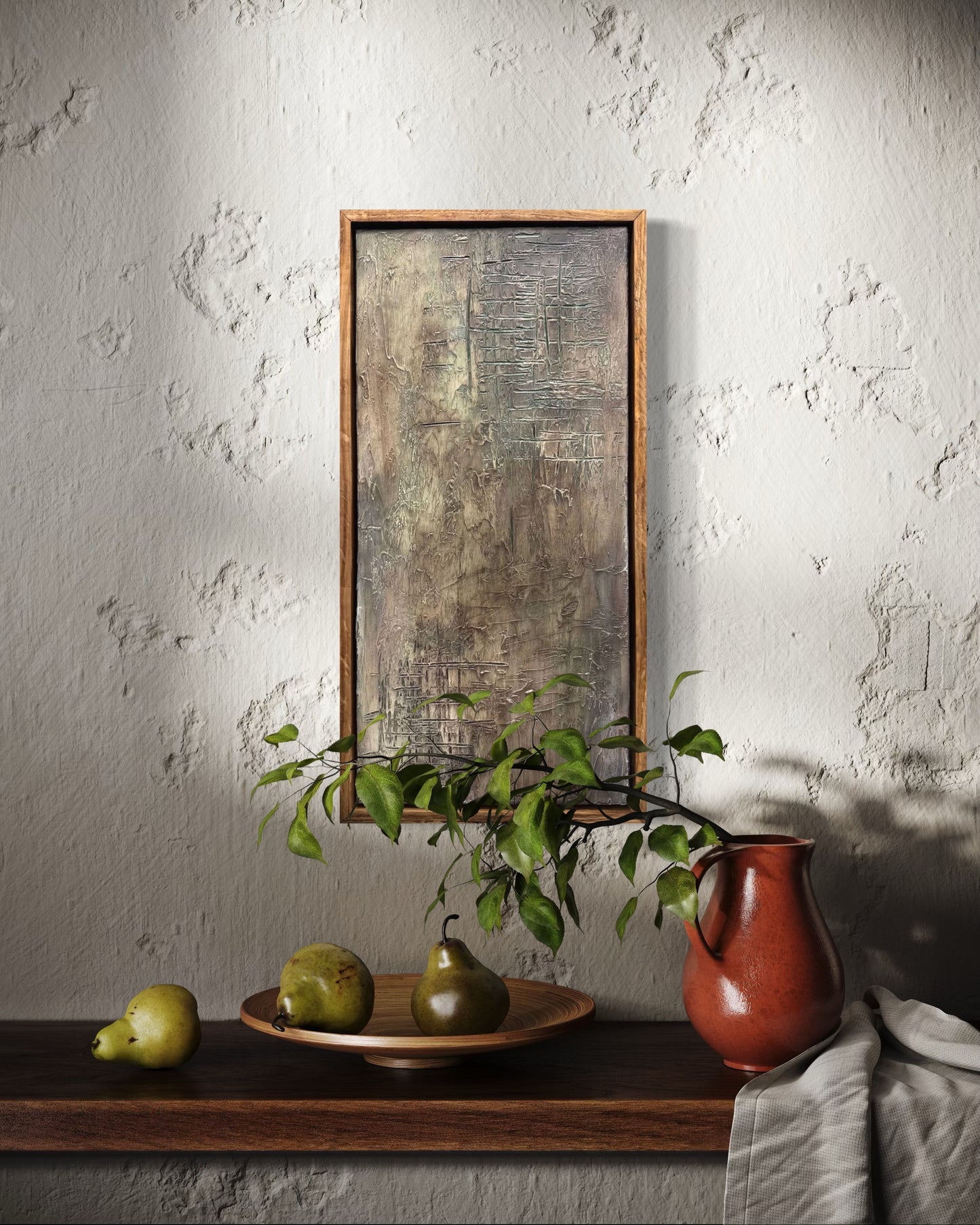 "Moss & Mortar" 10x20 Textured Acrylic Painting