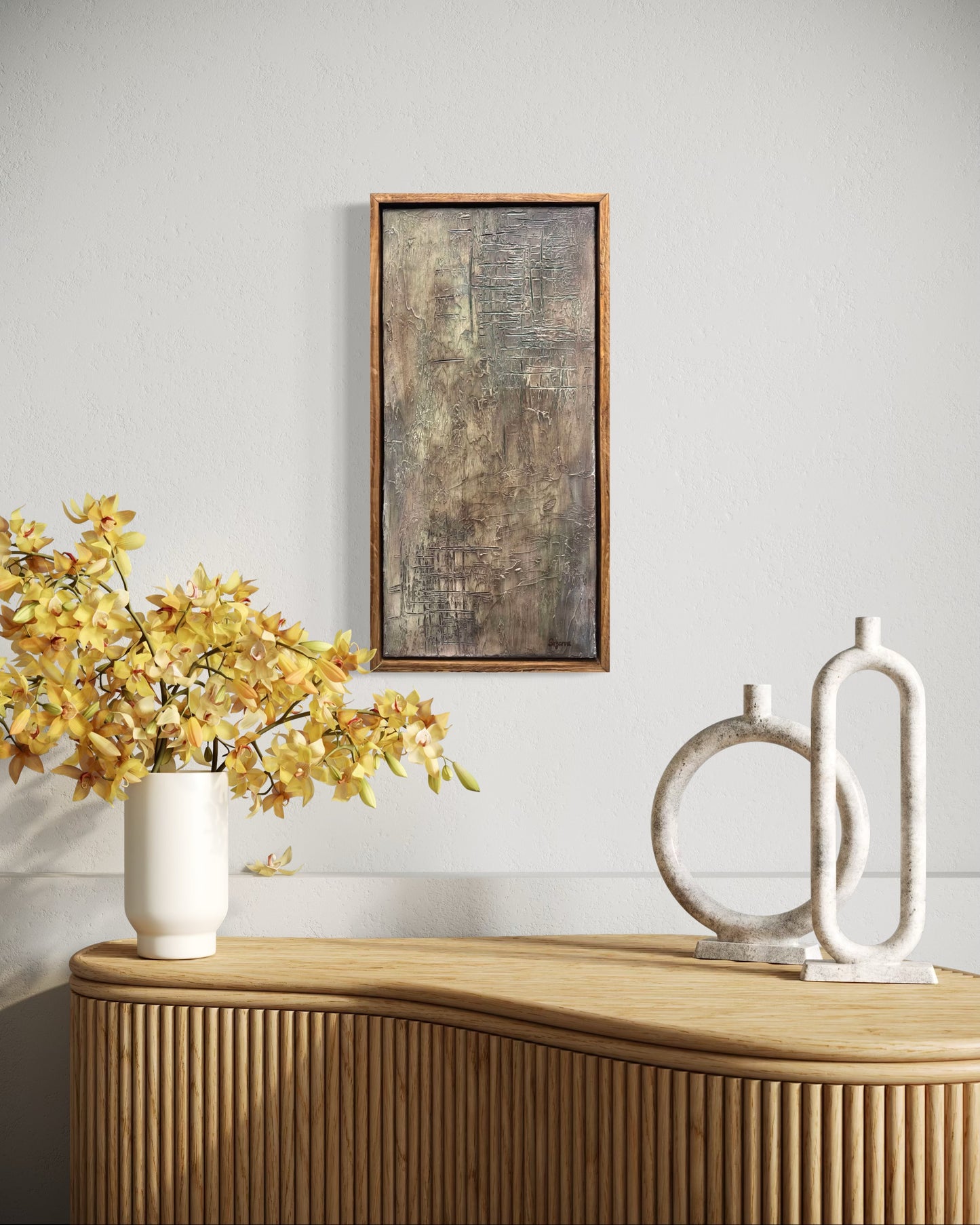 "Moss & Mortar" 10x20 Textured Acrylic Painting