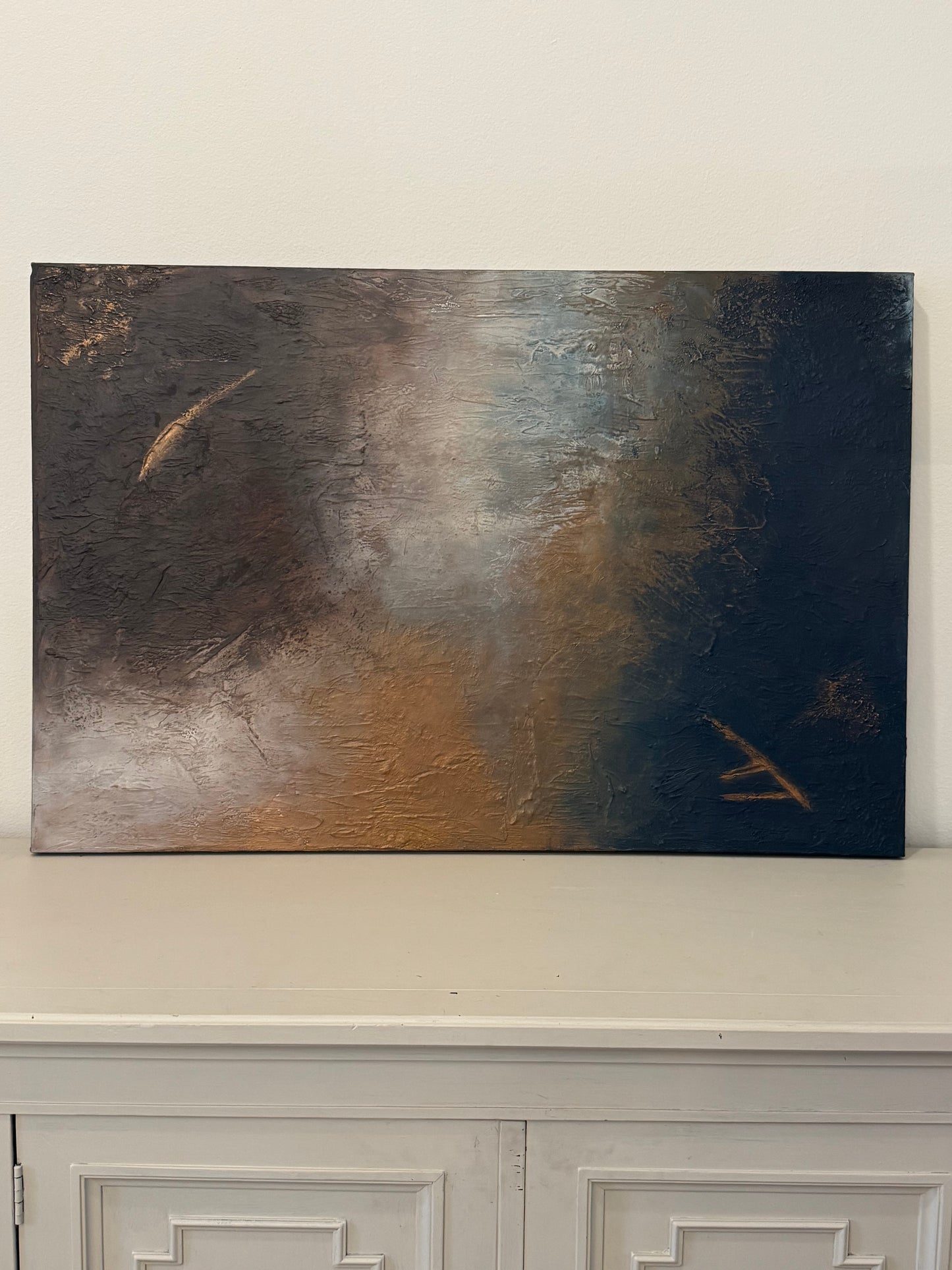 "Where the Sun Bronzes" 24x36 Acrylic Textured Original Artwork