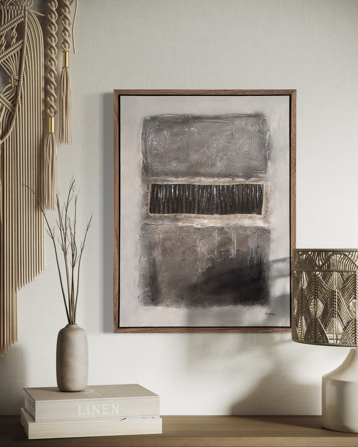 Layered Intent:  18x24 Textured Acrylic on Wood Panel