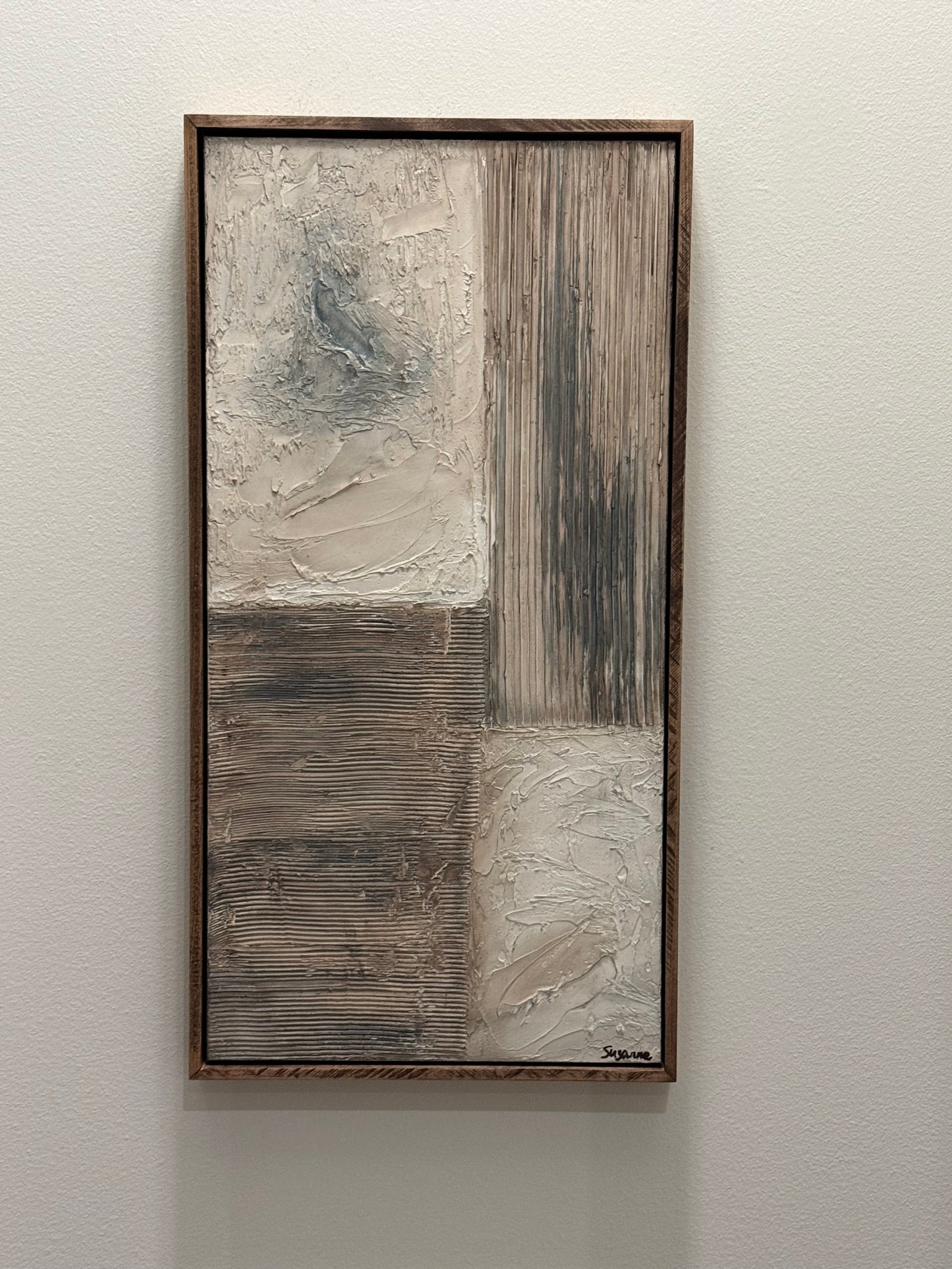 Fractured Calm – 15x30 Textured Acrylic Abstract on Canvas