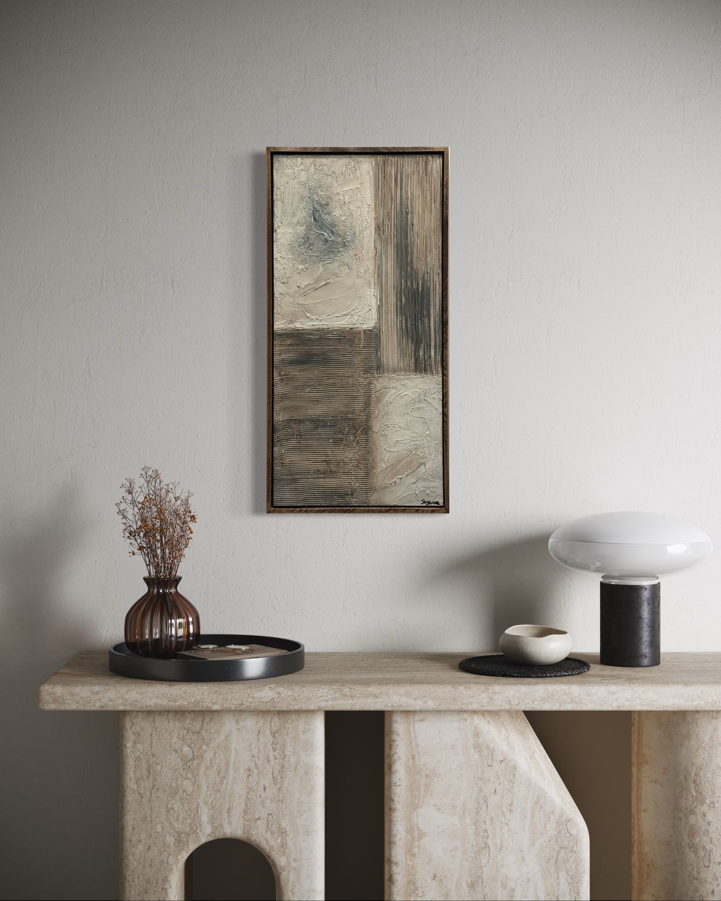 Fractured Calm – 15x30 Textured Acrylic Abstract on Canvas