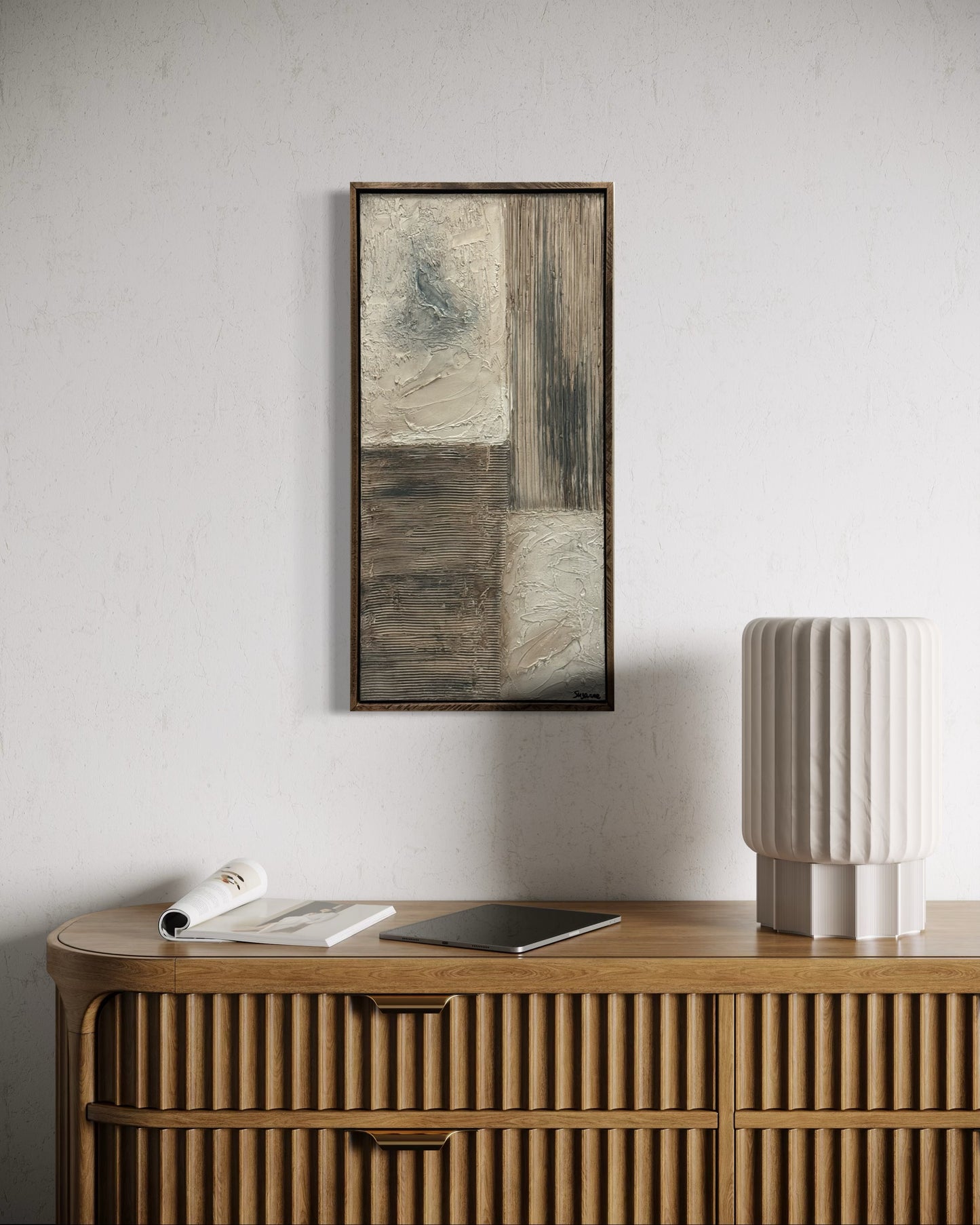 Fractured Calm – 15x30 Textured Acrylic Abstract on Canvas