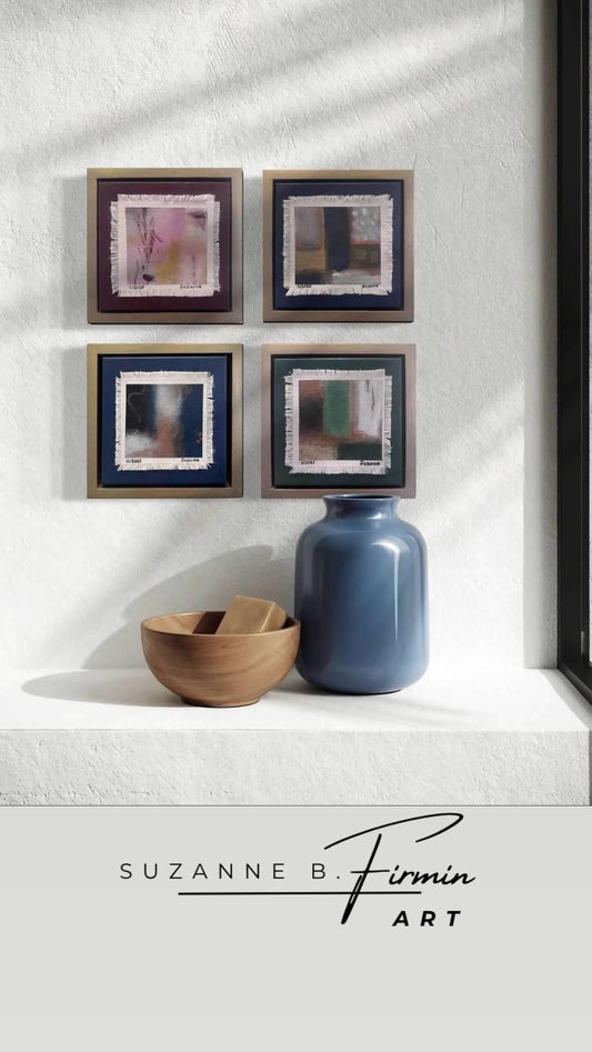 Framed Raw-Edge Abstract Canvas Art Series (6" x 6")