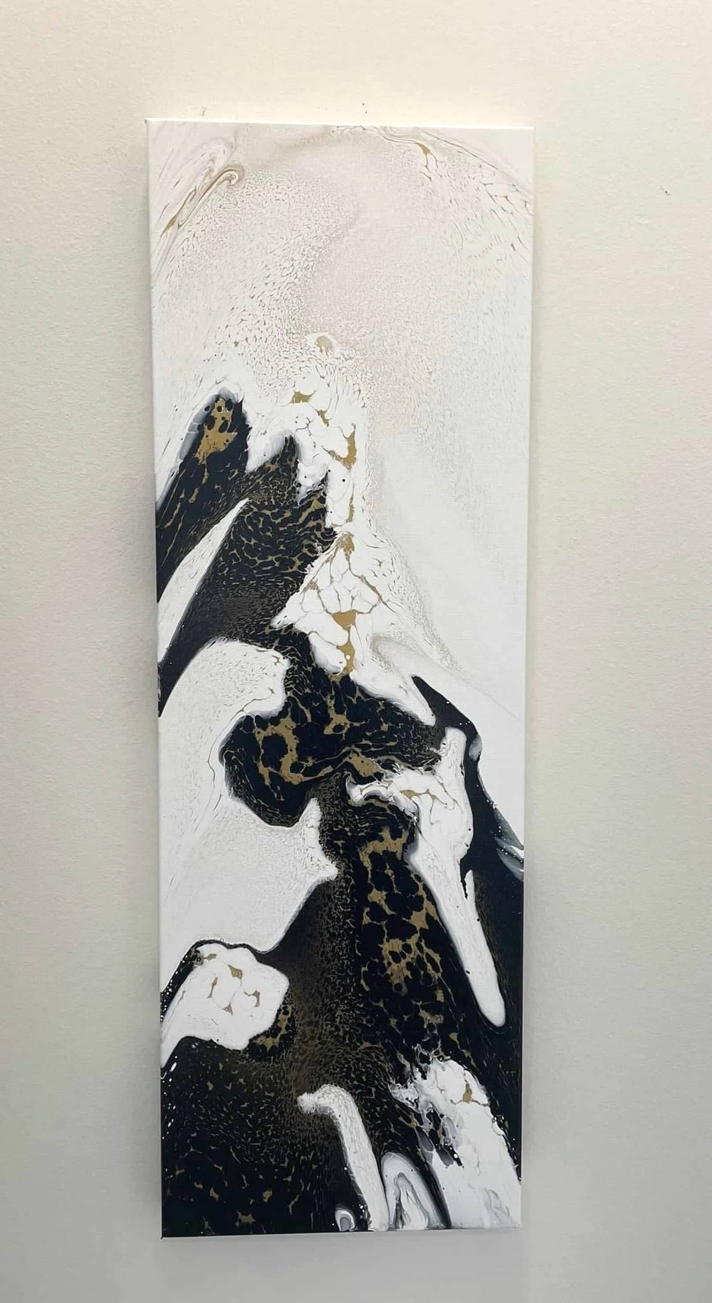 "Monochrome", Original Acrylic Painting - 12x36 | Bold Abstract Flow in Black & White