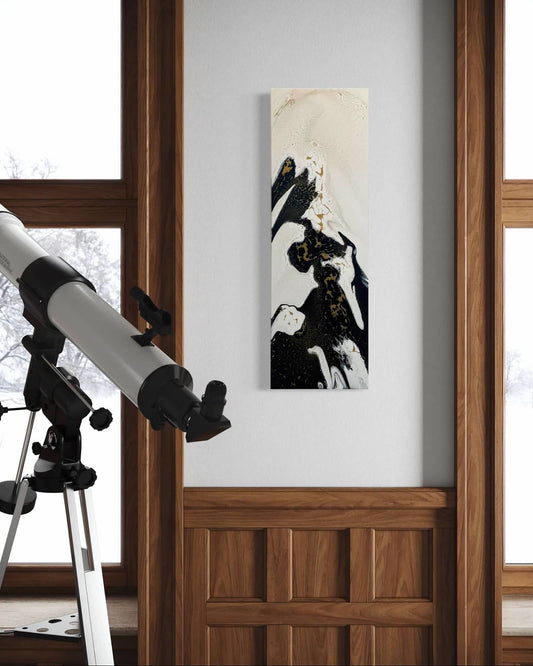 "Monochrome", Original Acrylic Painting - 12x36 | Bold Abstract Flow in Black & White