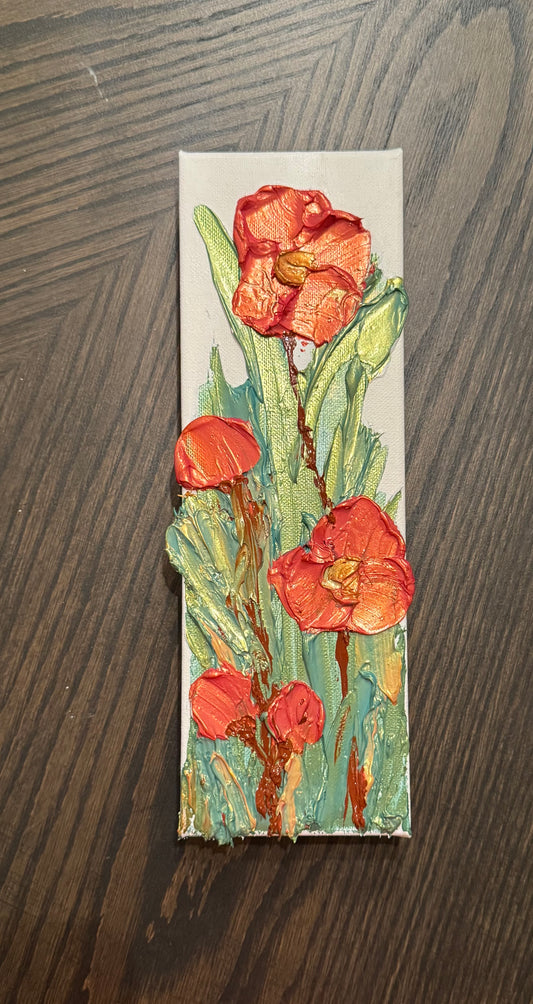 Textured Floral Acrylic Paintings – 4"x12" Canvas Art