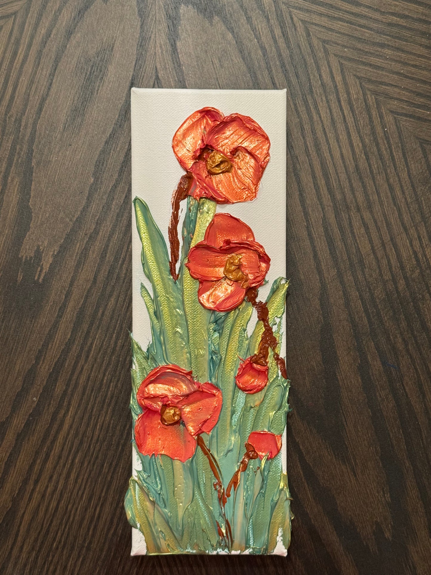 Textured Floral Acrylic Paintings – 4"x12" Canvas Art